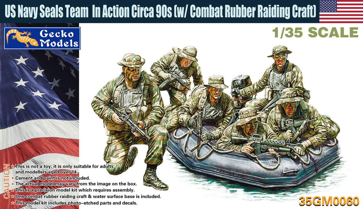 1/35 US Navy Seals Team In Action Circa 90s (w-Combat Rubber Raiding Craft) - Hobby Sense