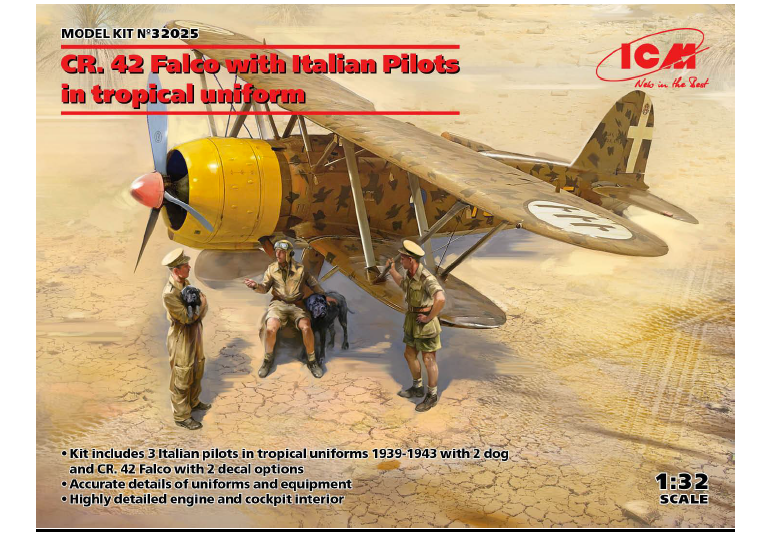 1/32 CR. 42 Falco with Italian Pilots in Tropical Uniform - Hobby Sense