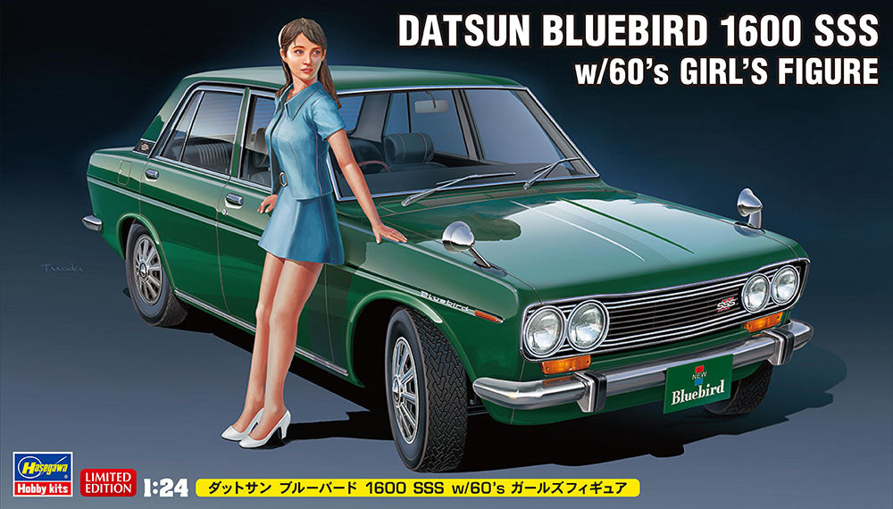 1/24 Datsun Bluebird 1600 SSS with 60's Girl Figure - Hobby Sense