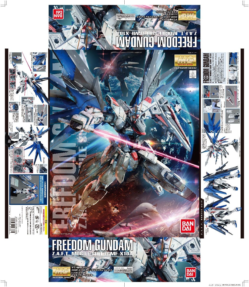 Bandai Hobby MG Freedom Gundam (Ver. 2.0) Gundam Seed 1/100,  Multi-Colored, 8 (BAN204883)