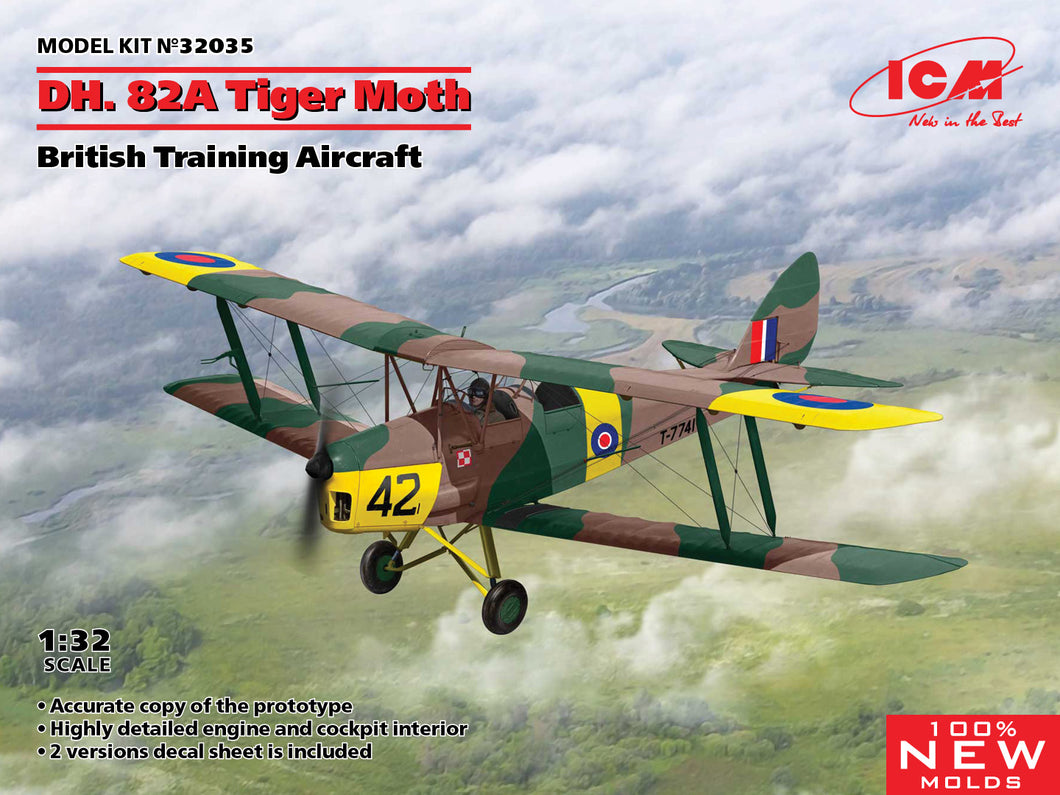 1/32 DH 82A Tiger Moth British Training Aircraft - Hobby Sense