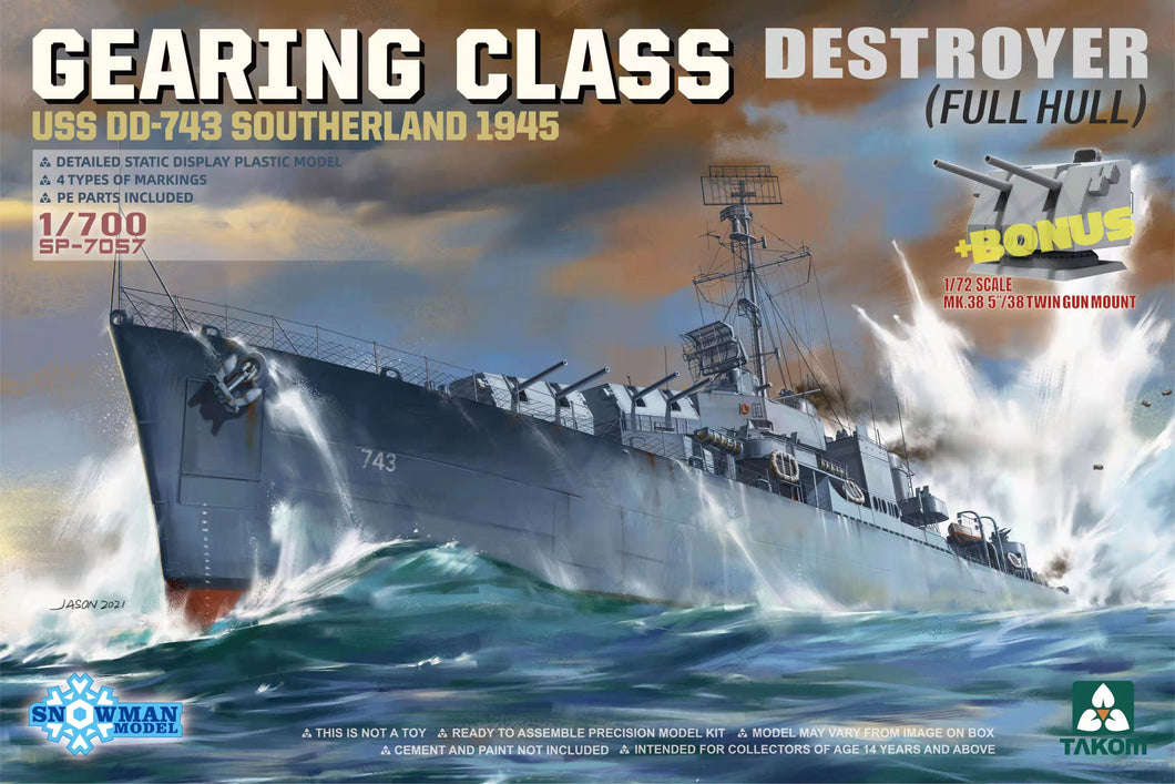 1/700 Gearing Class Destroyer USS DD-743 Southerland 1945 (Full Hull) - Hobby Sense