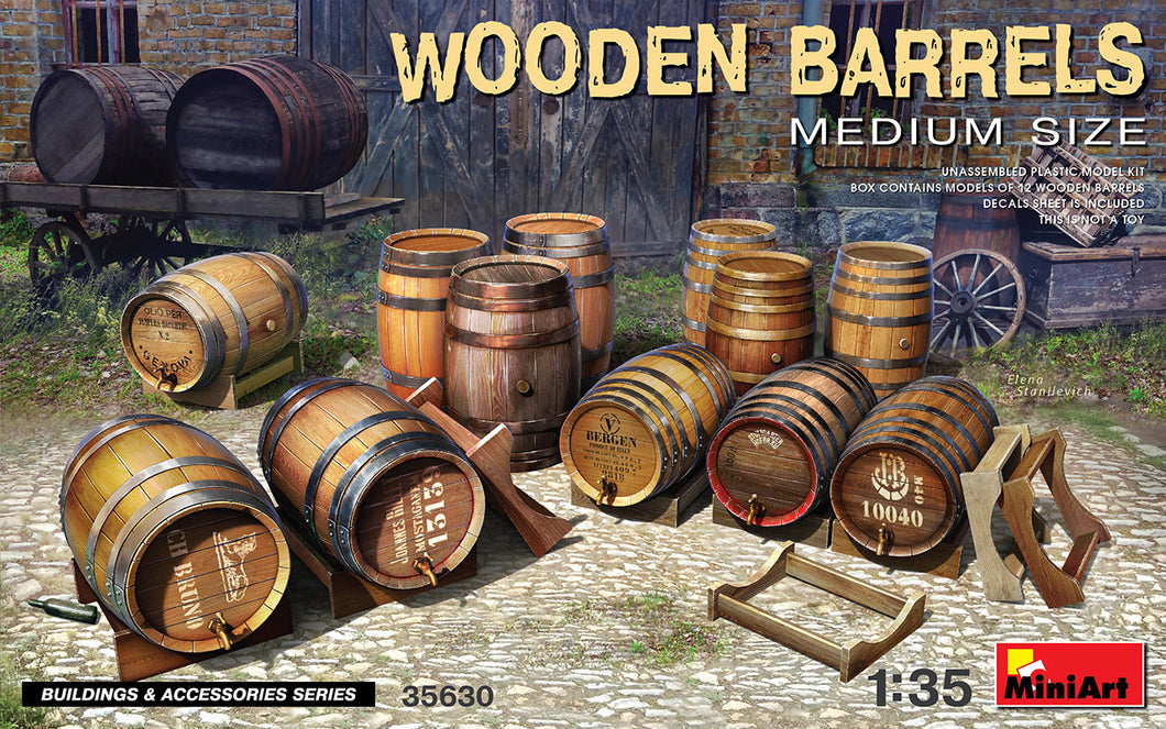 1/35 Wooden Barrels Medium Size - Hobby Sense