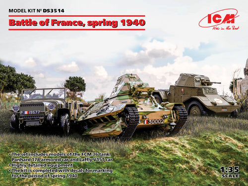 1/35 Battle Of France, Spring 1940 (Panhard 178 AMD-35, FCM 36, Laffly V15T) - Hobby Sense