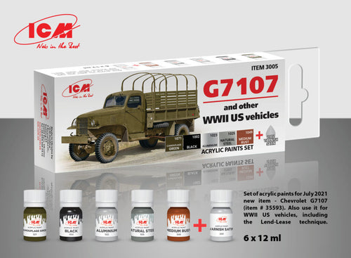Set of 6 Acrylic Paint Set for G7107 (and other WW2 US vehicles) - Hobby Sense