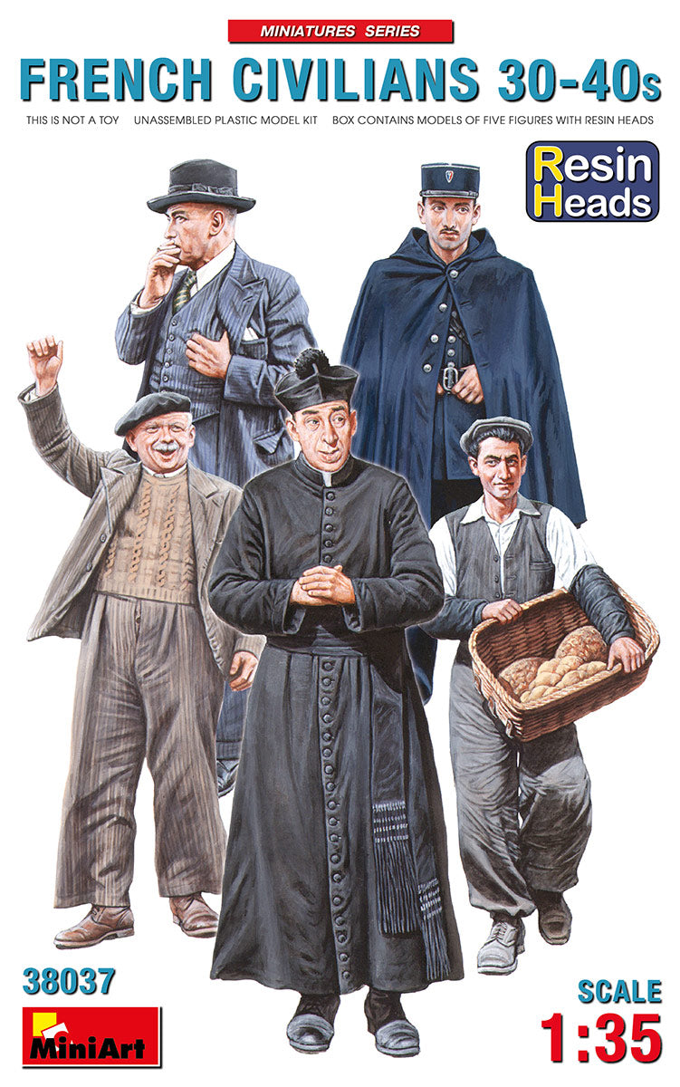 1/35 French Civilians '30-'40s. Resin Heads - Hobby Sense
