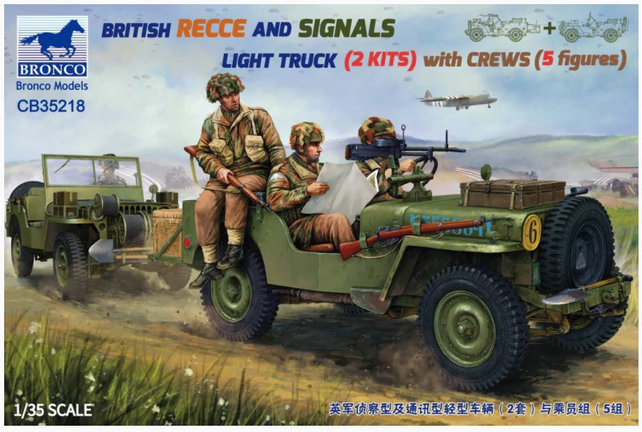 1/35 British Recce And Signals Light Truck (2 Kits) With Crew 5 Figures - Hobby Sense