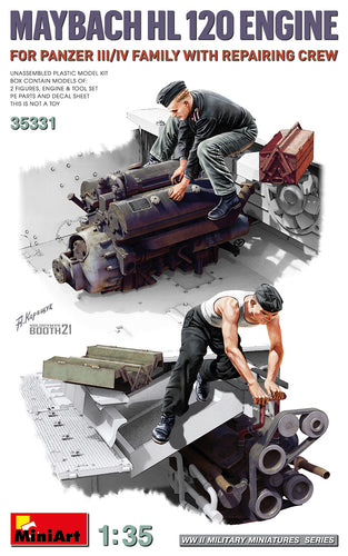 1/35 Maybach HL 120 Engine for Panzer III/IV Family w/Repair Crew - Hobby Sense