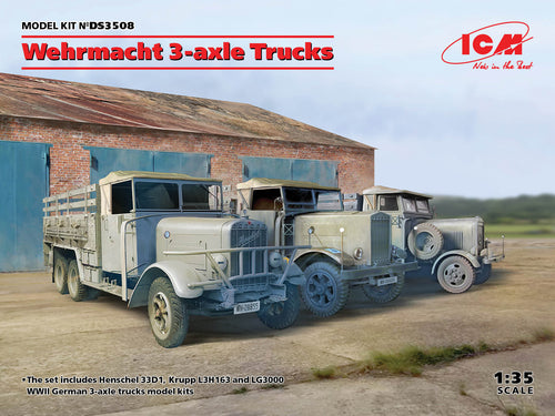 1/35 Wehrmacht 3 axle Trucks (Henschel 33D1, Krupp L3H163, LG3000) - Hobby Sense