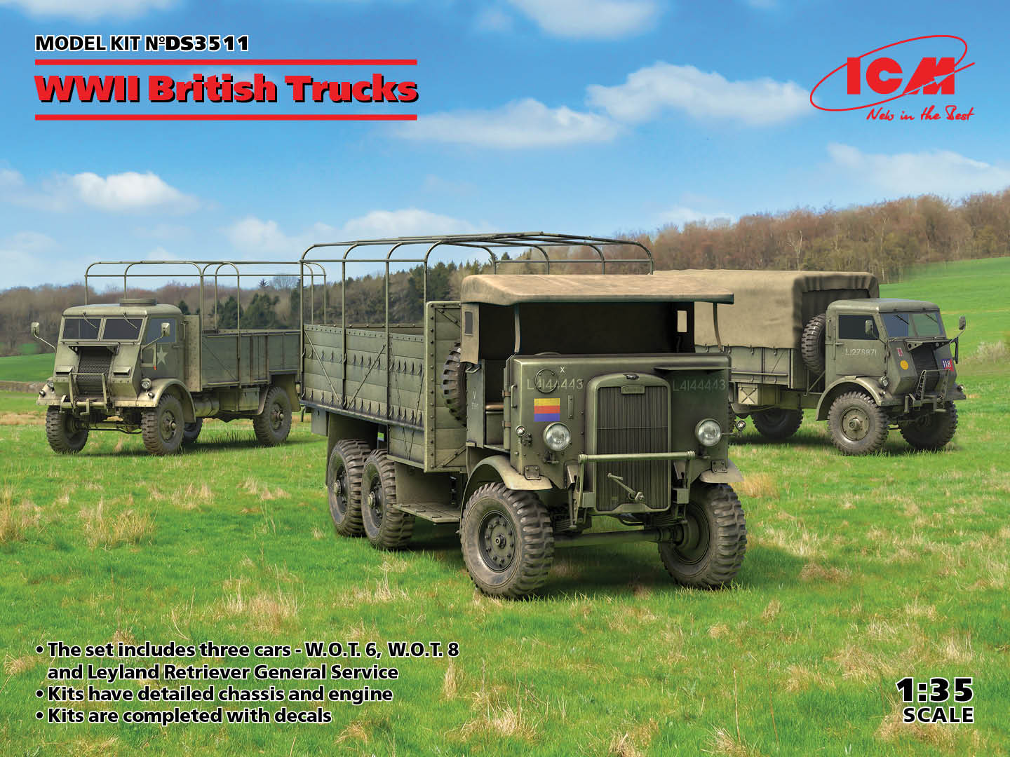 1/35 WWII British Trucks Model W.O.T. 6, Model W.O.T. 8, Leyland Retriever General Service - Hobby Sense