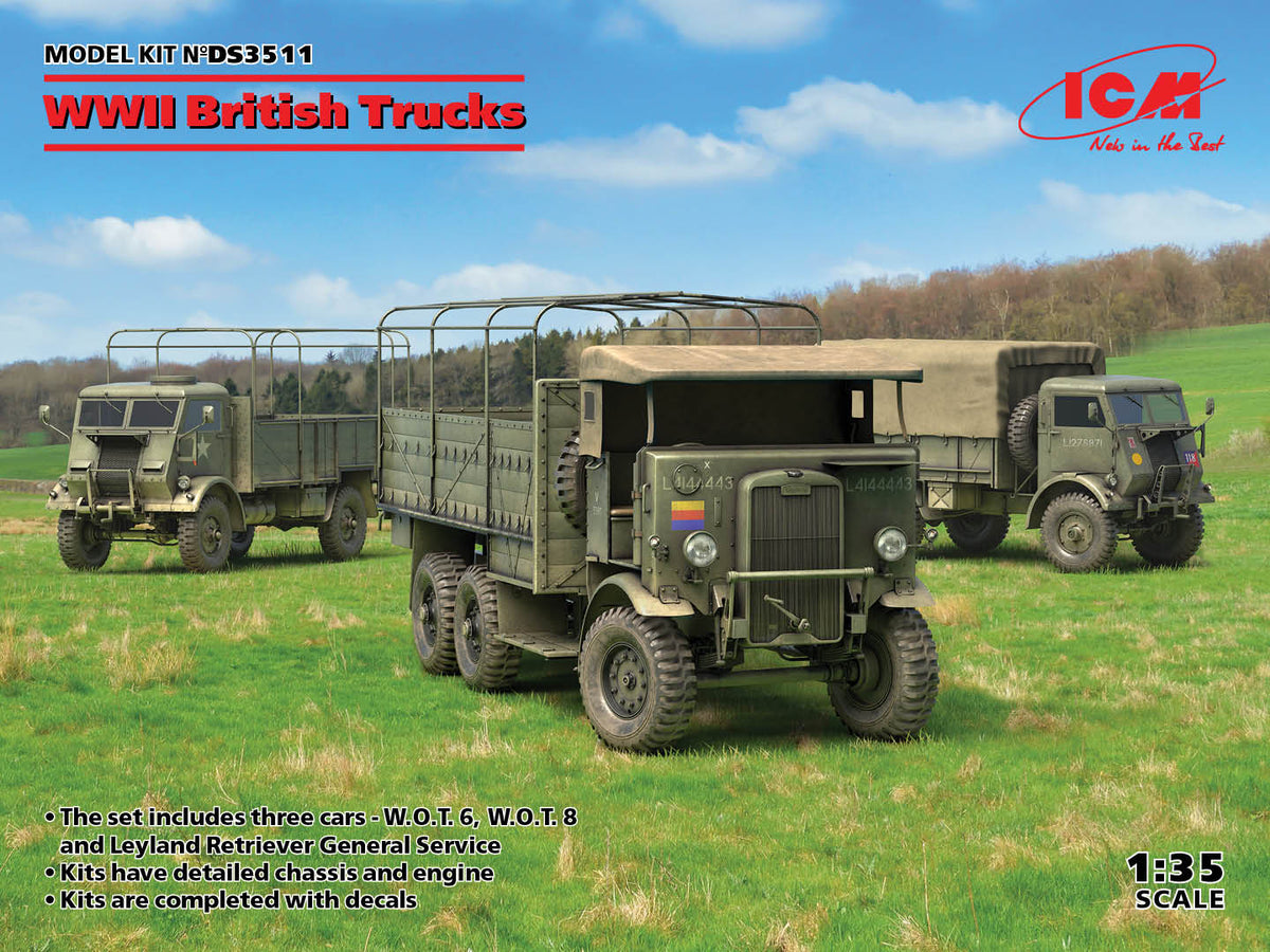 1/35 WWII British Trucks Model W.O.T. 6, Model W.O.T. 8, Leyland Retriever General Service - Hobby Sense