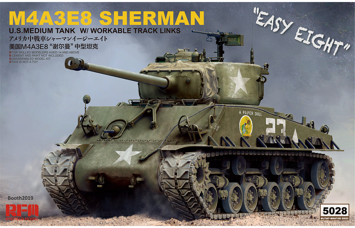 1/35 U.S. Medium Tank M4A3E8 Sherman, w/Workable Track Links - Hobby Sense