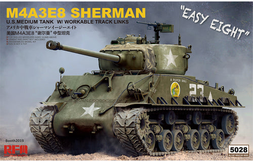 1/35 U.S. Medium Tank M4A3E8 Sherman, w/Workable Track Links - Hobby Sense