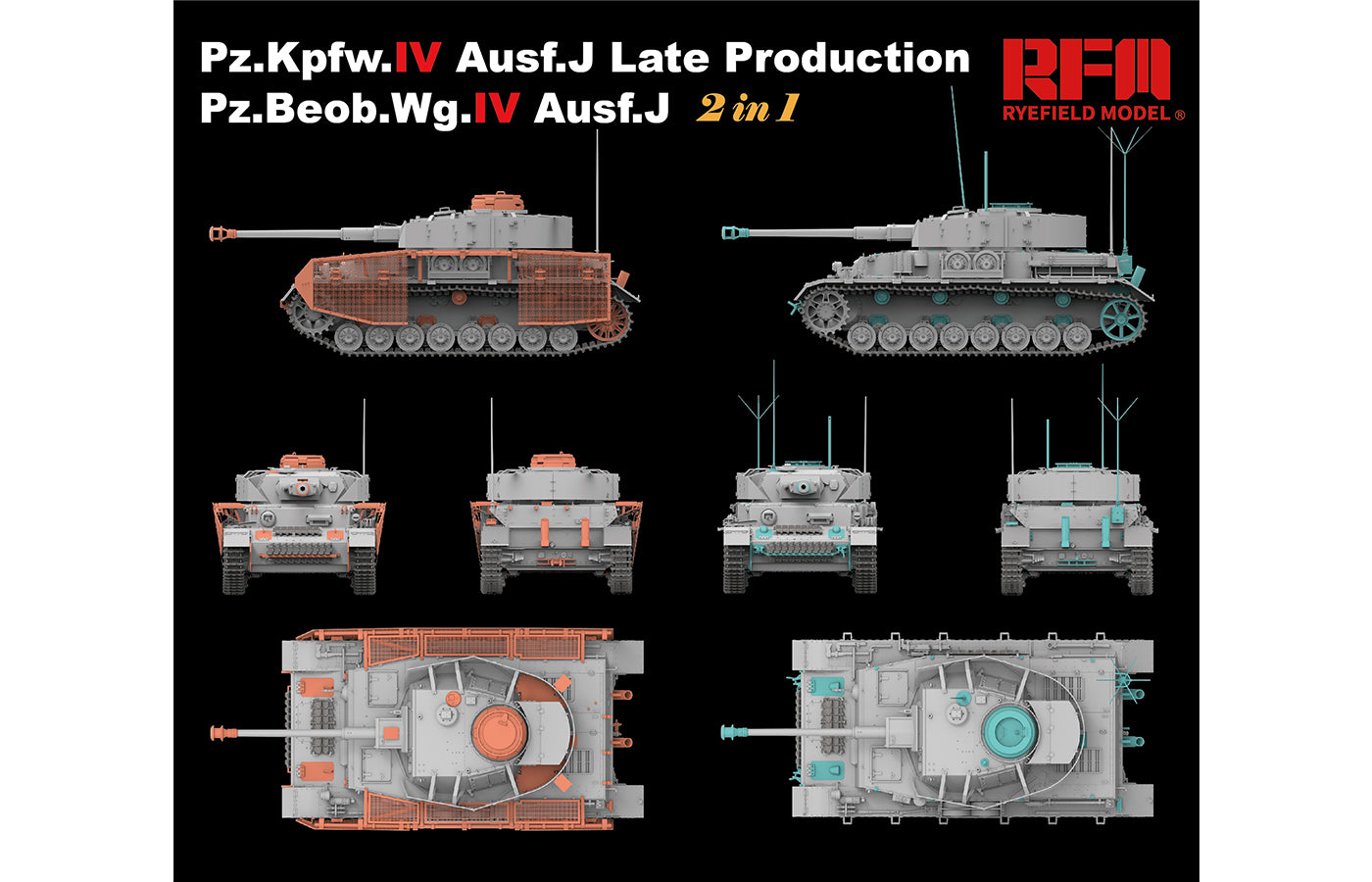 1/35 Panzer Pz.Kpfw.IV Ausf.J Late Production Pz.Beob.Wg.IV Ausf. J 2 in 1 - Hobby Sense