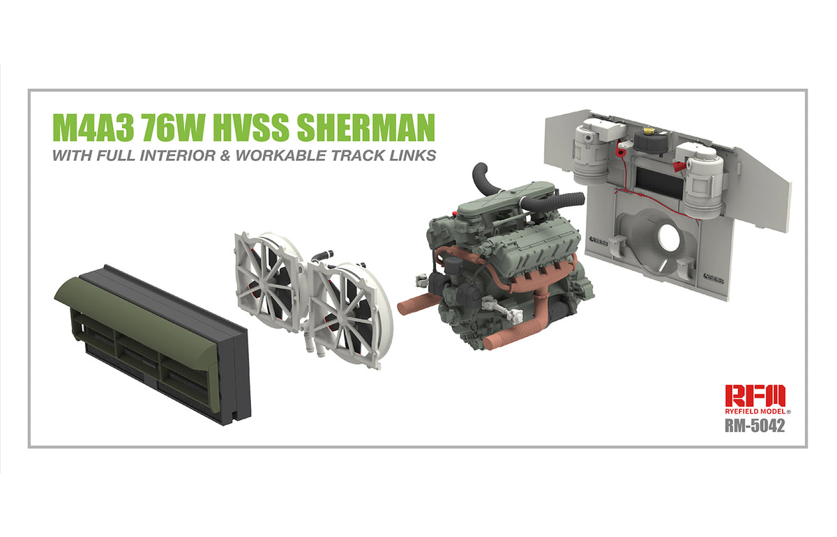 1/35 M4A3E8 Sherman w/Full Interior and Workable Track Links - Hobby Sense