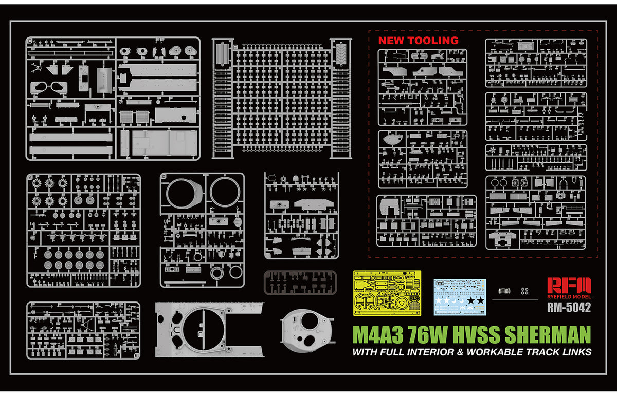 1/35 M4A3E8 Sherman w/Full Interior and Workable Track Links - Hobby Sense