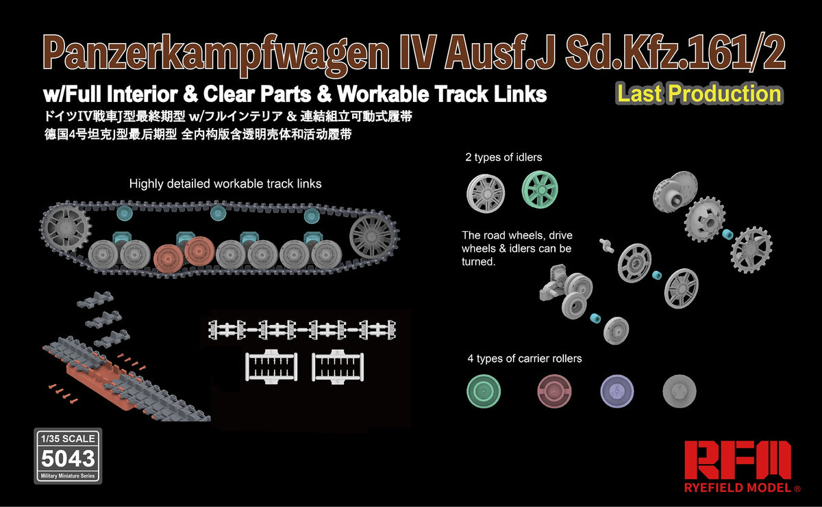 1/35 Panzerkampfwagen IV Ausf.J Sd.Kfz.161/2 w/full interior,clear parts, workable track links - Hobby Sense