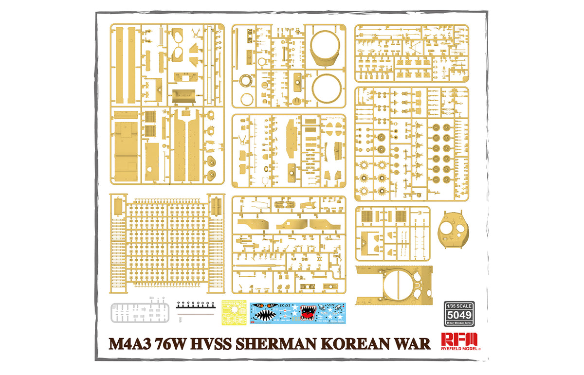 1/35 M4A3 76W HVSS Sherman, Korean War w/Workable Tracks & Full Artillery Details - Hobby Sense