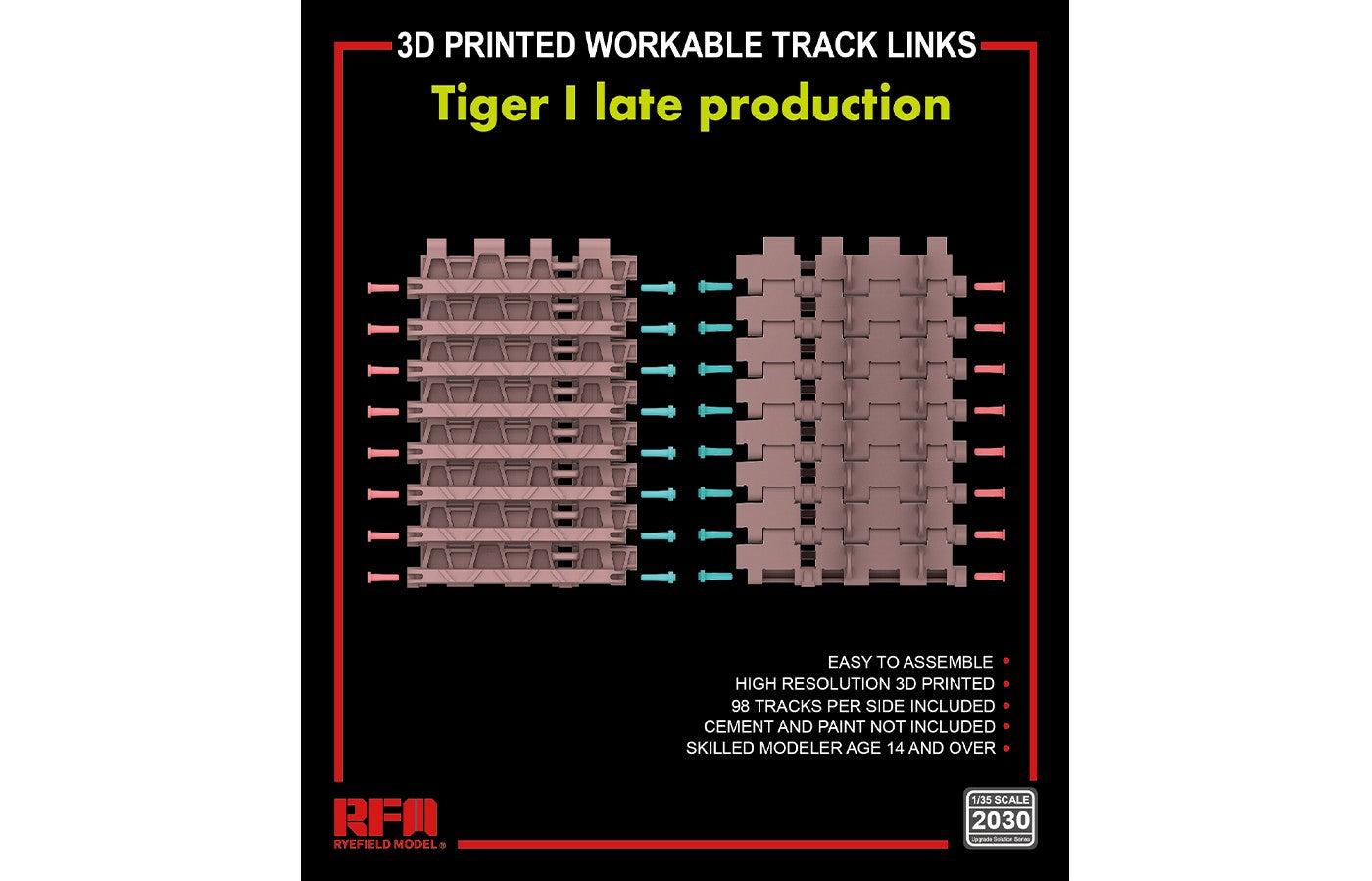 1/35 Tiger I Late Prod. 3D Printed Workable Track Links - Hobby Sense