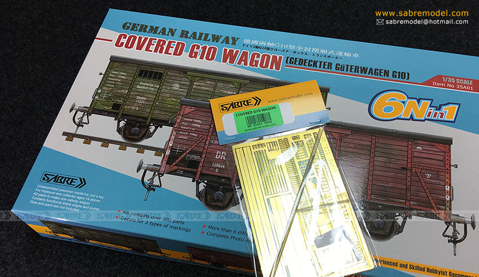 1/35 German Railway Covered G10 Wagon (6n in 1) - Hobby Sense