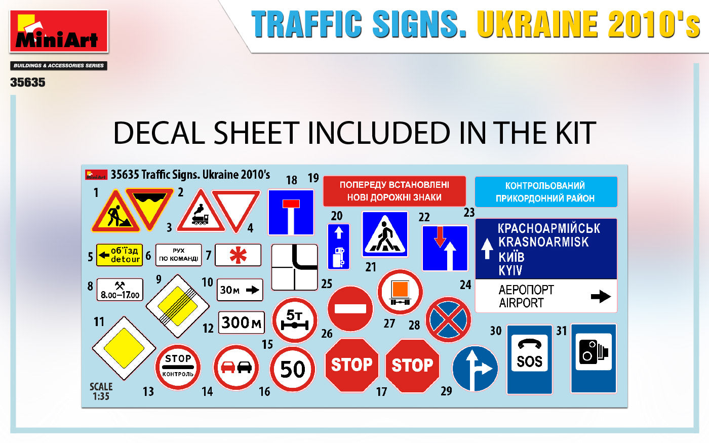 1/35 Traffic Signs, Ukraine 2010's - Hobby Sense