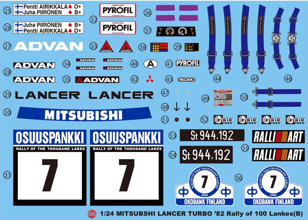 1/24 Mitsubishi Lancer Turbo 82 Rally of 1000 Lakes - Hobby Sense