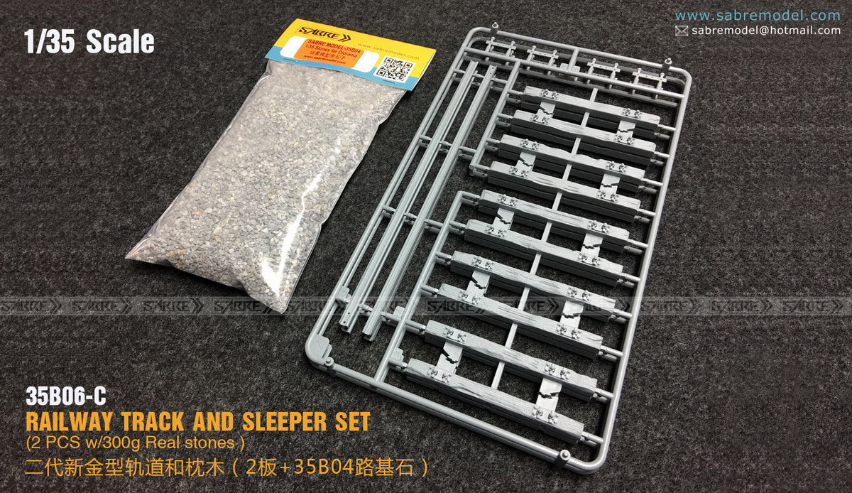 1/35 Railway Track and Sleeper Set (2 PCS w/300g Real stones) - Hobby Sense