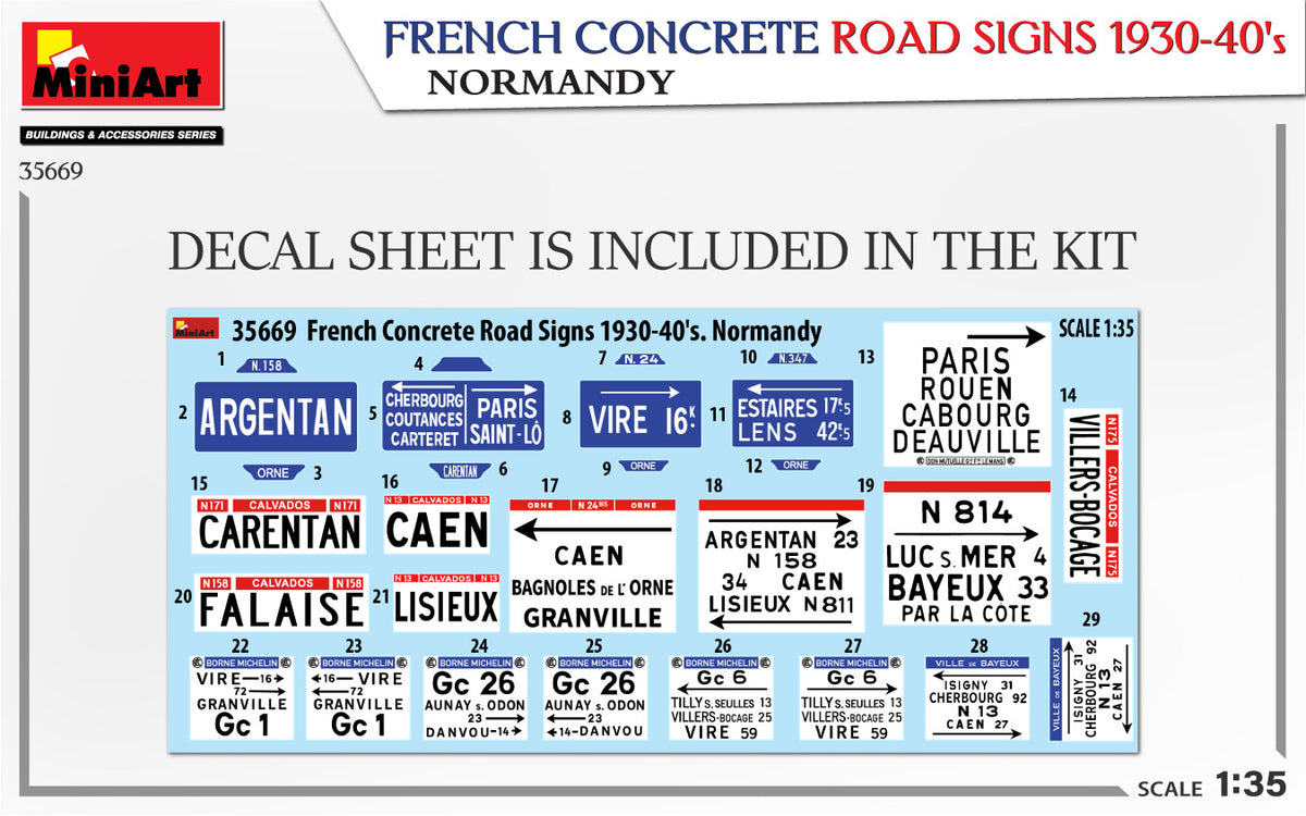1/35 French Concrete Road Signs 1930-40's Normandy - Hobby Sense