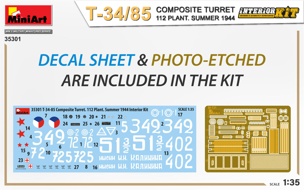 1/35 T34-85 Composite Turret. 112 Plant. Summer 1944 Interior Kit - Hobby Sense