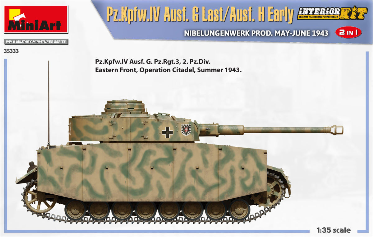 1/35 Pz.Kpfw.IV Ausf. G-Last/H-Early Nibelungenwerk Prod. (May-June 1943) 2 in 1 Interior Kit - Hobby Sense