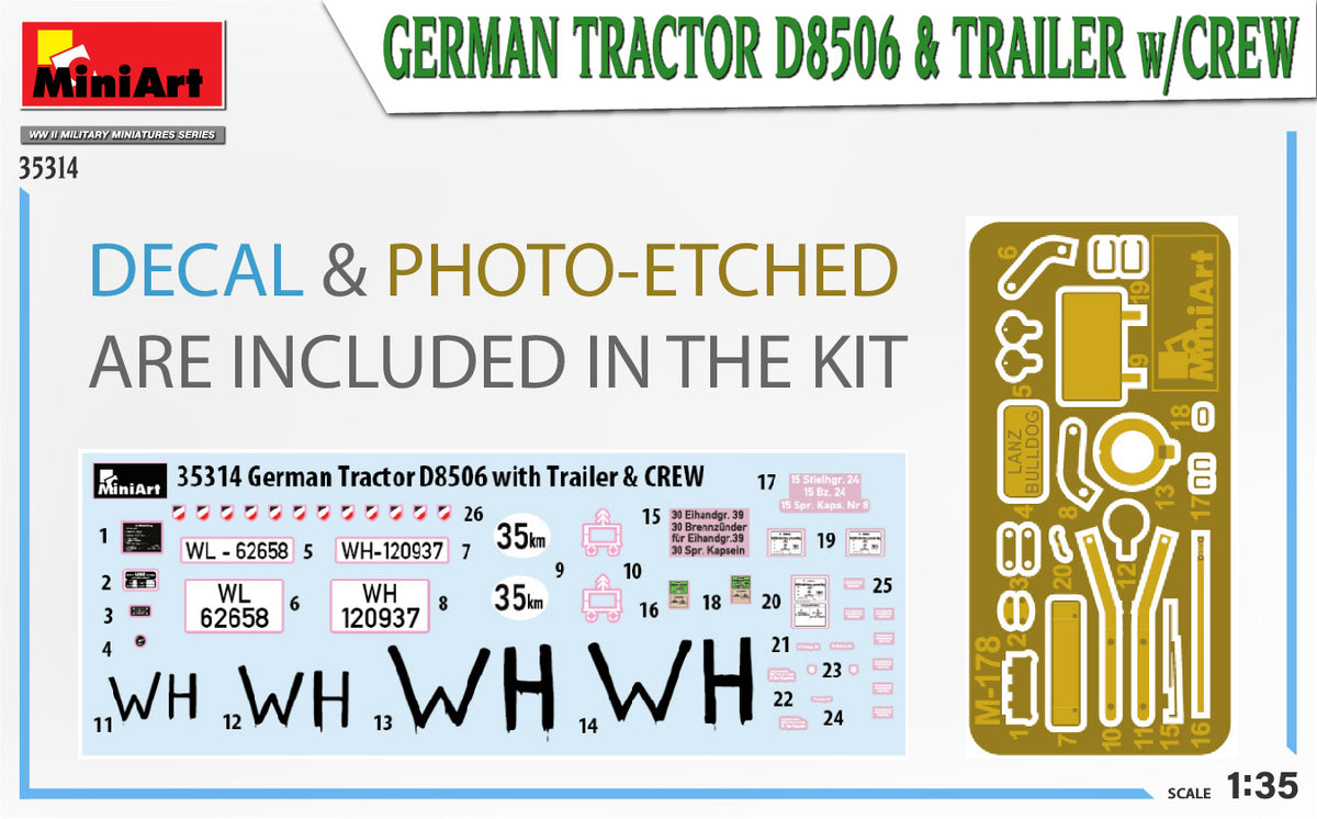 1/35 German Tractor D8506 with Trailer & Crew - Hobby Sense