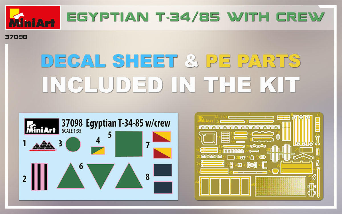 1/35 Egyptian T34/85 w/crew Tank - Hobby Sense