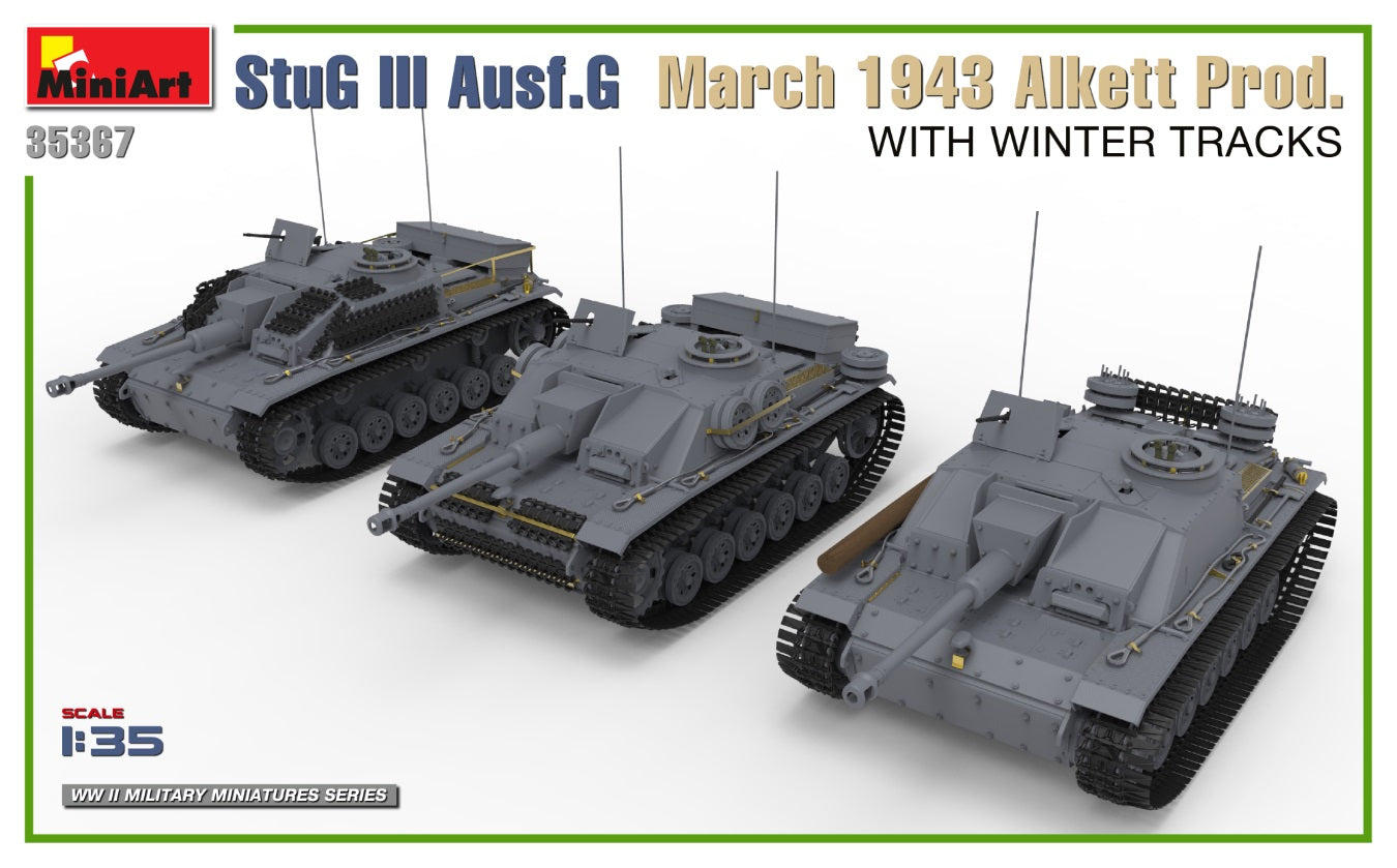 1/35 StuG III Ausf. G March 1943 Alkett Prod w/Winter Tracks. Interior Kit - Hobby Sense