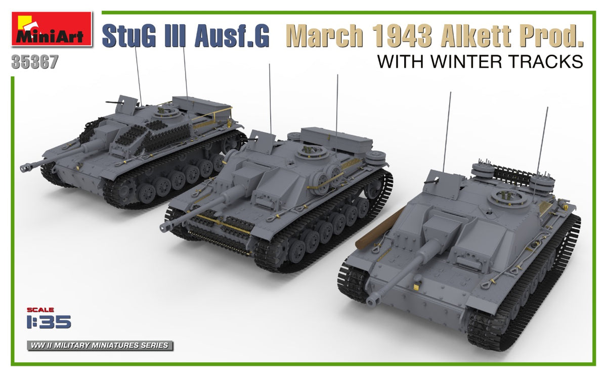 1/35 StuG III Ausf. G March 1943 Alkett Prod w/Winter Tracks. Interior Kit - Hobby Sense
