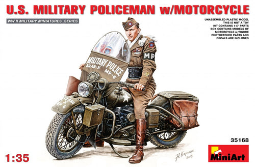 1/35 U.S. Military Policeman with Motorcycle - Hobby Sense