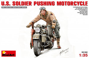 1/35 U.S. Soldier Pushing Motorcyclе - Hobby Sense