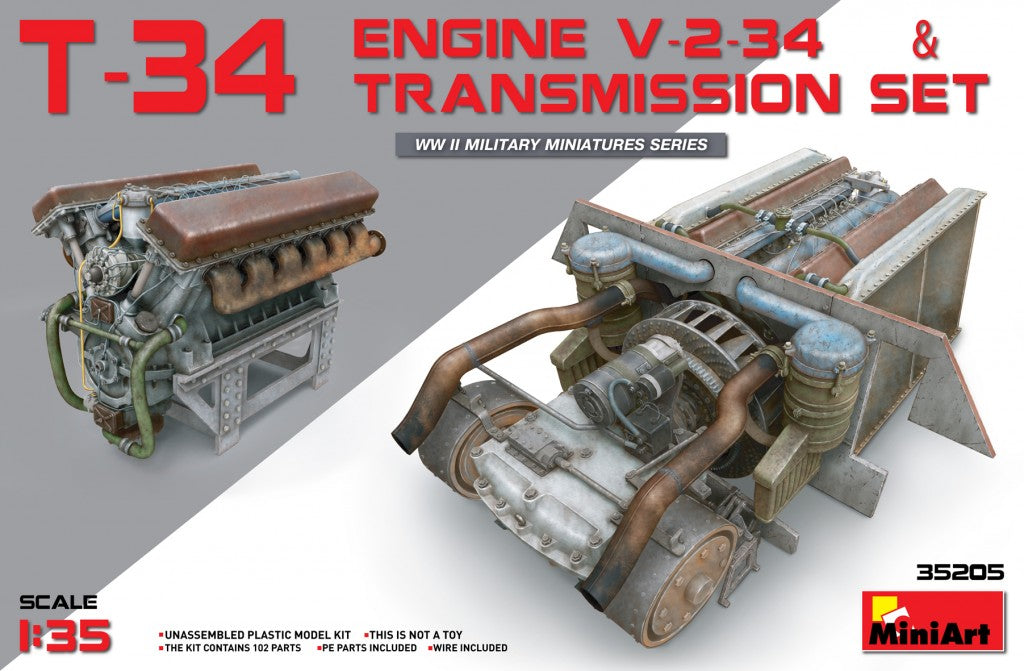 1/35 T-34 Engine (V-2-34) & Transmission Set - Hobby Sense