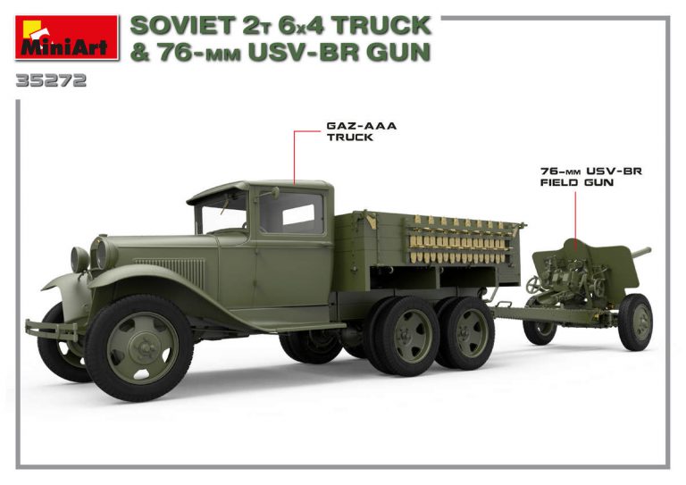 1/35 Soviet 2 t 6x4 Truck with 76 mm USV-BR Gun - Hobby Sense