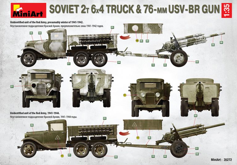 1/35 Soviet 2 t 6x4 Truck with 76 mm USV-BR Gun - Hobby Sense