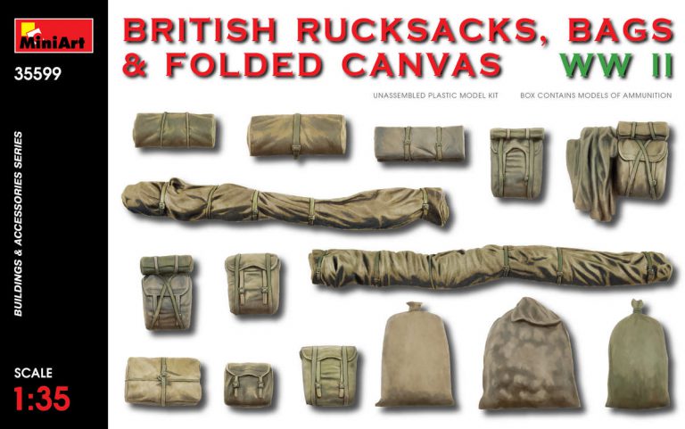 1/35 British Rucksacks, Bags & Folded Canvas WW2 - Hobby Sense