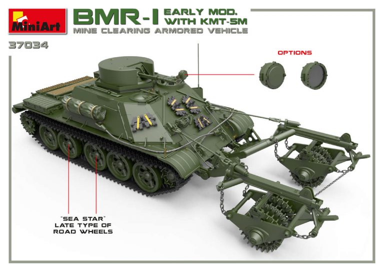 1/35 BMR-1 Early Mod. with KMT-5M Mine Clearing Armored Vehicle - Hobby Sense