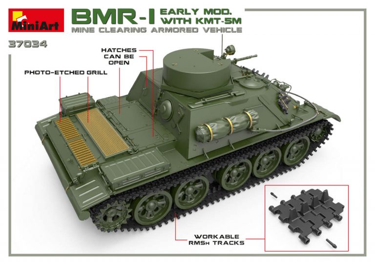 1/35 BMR-1 Early Mod. with KMT-5M Mine Clearing Armored Vehicle - Hobby Sense