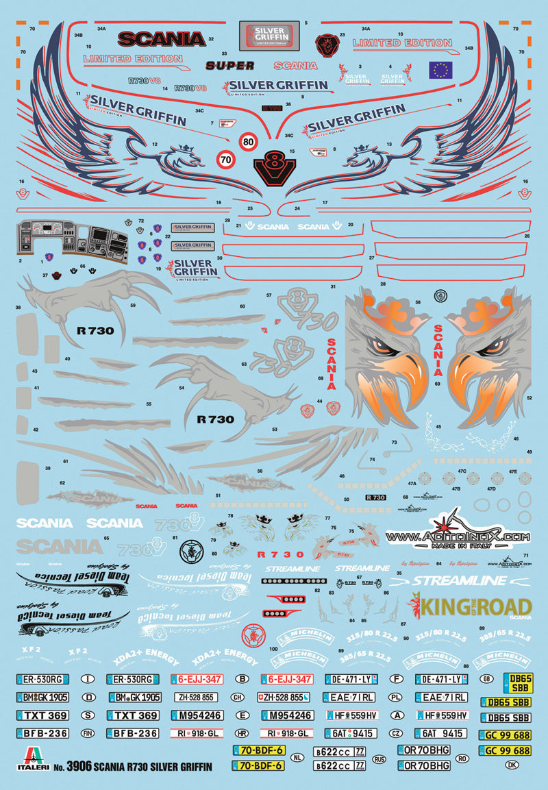 1/24 Scania R730 V8 Streamline Silver Griffin - Hobby Sense
