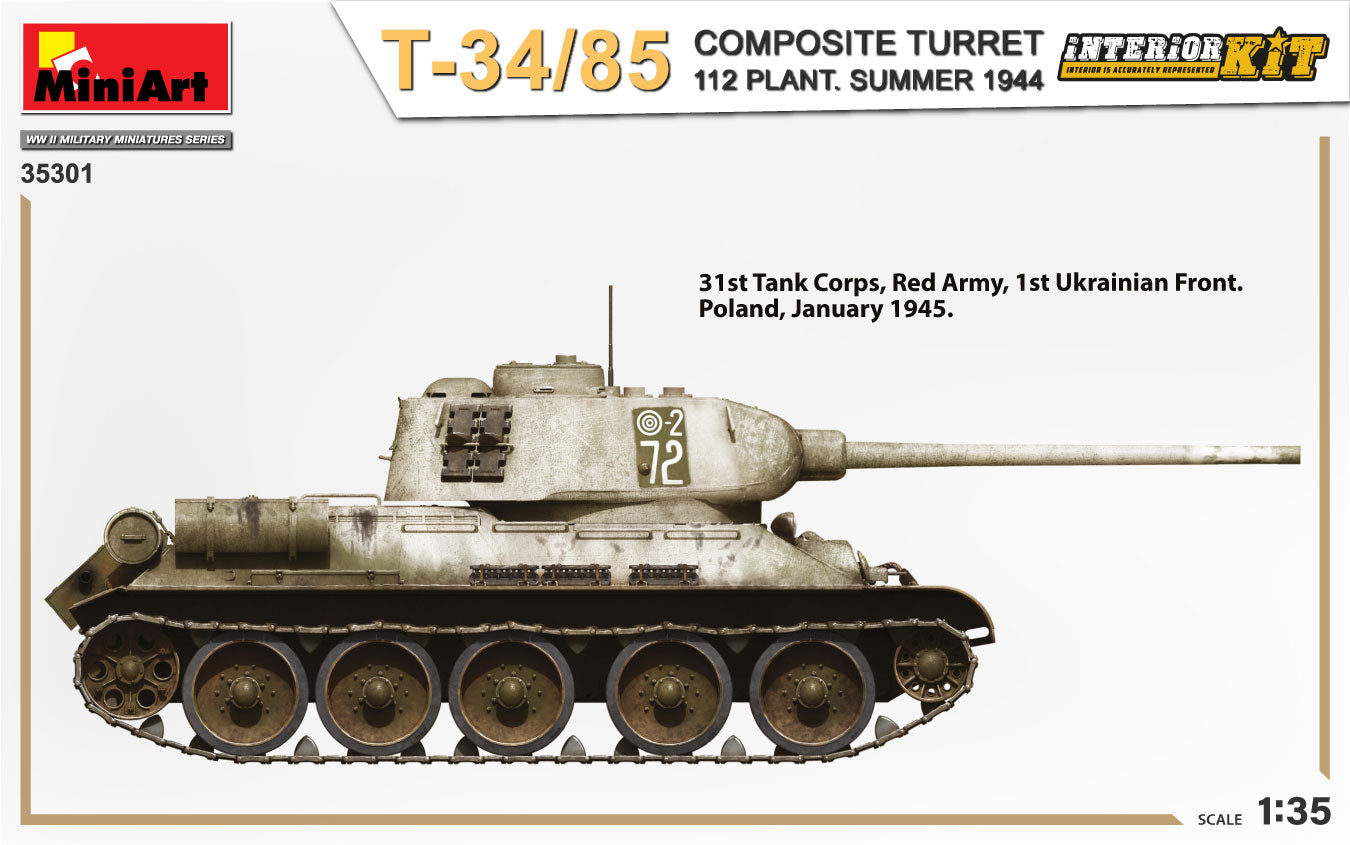 1/35 T34-85 Composite Turret. 112 Plant. Summer 1944 Interior Kit - Hobby Sense