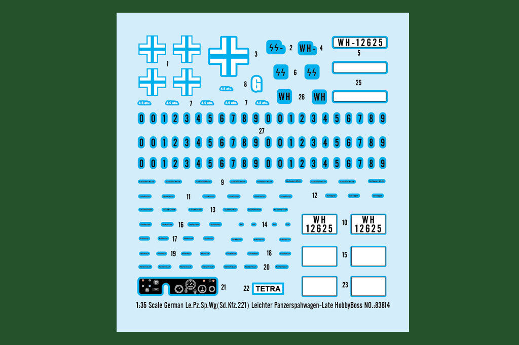1/35 German Le.Pz.Sp.WgSd.Kfz.221 Leichter Panzerspahwagen-Late - Hobby Sense