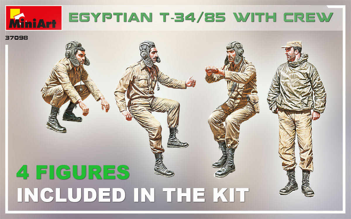 1/35 Egyptian T34/85 w/crew Tank - Hobby Sense
