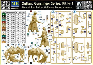 1/35 Outlow. Gunslinger series. Kit No. 1. Marshal Tom Tucker, Molly and Rebecca Hanson - Hobby Sense