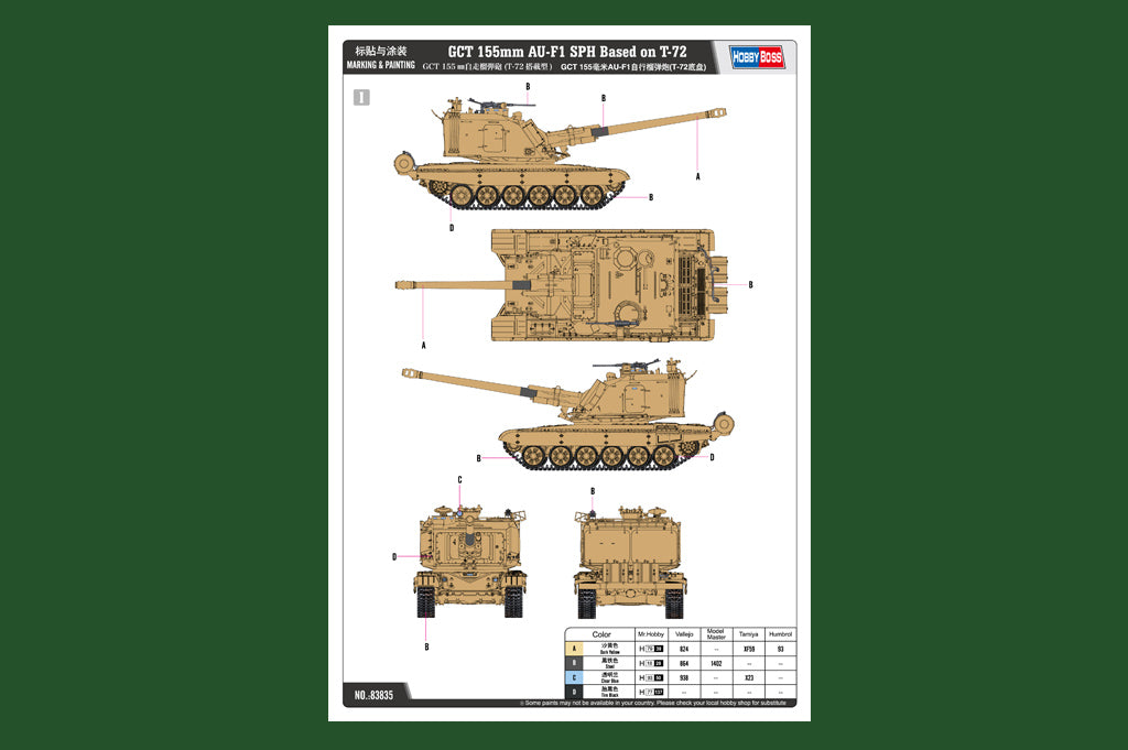 1/35 GCT 155mm AU-F1 SPH Based on T-72 - Hobby Sense
