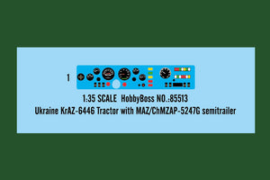 1/35 Ukraine KrAZ-6446 Tractor with MAZ/ChMZAP-5247G Semitrailer and Russian 7-62 Mod. 1960 Tank - Hobby Sense