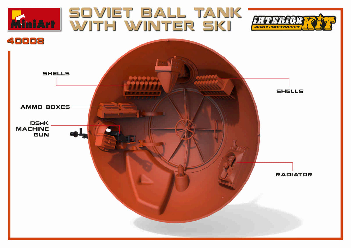 1/35 Soviet Ball Tank with Winter Ski, Interior Kit - Hobby Sense